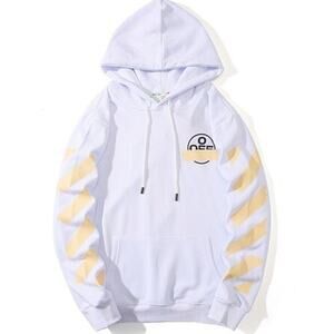 Off-White Tape Diag Arrows Slim Hoodie Sweatshirt White Beige Size XL